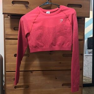 Pink crop top long sleeve Gymshark top. Size M